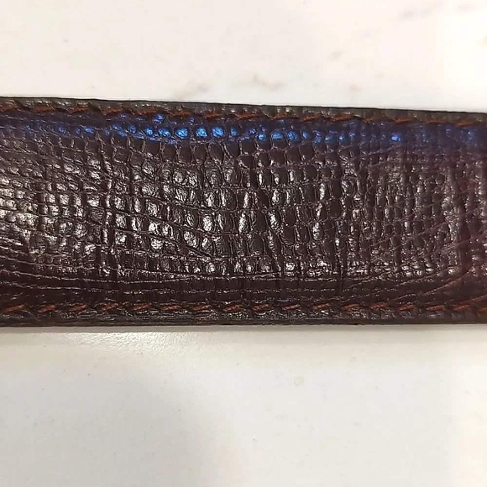 Leather Patchwork Reptile and Croc Embossed Belt Goldtone Buckle Size M Vintage